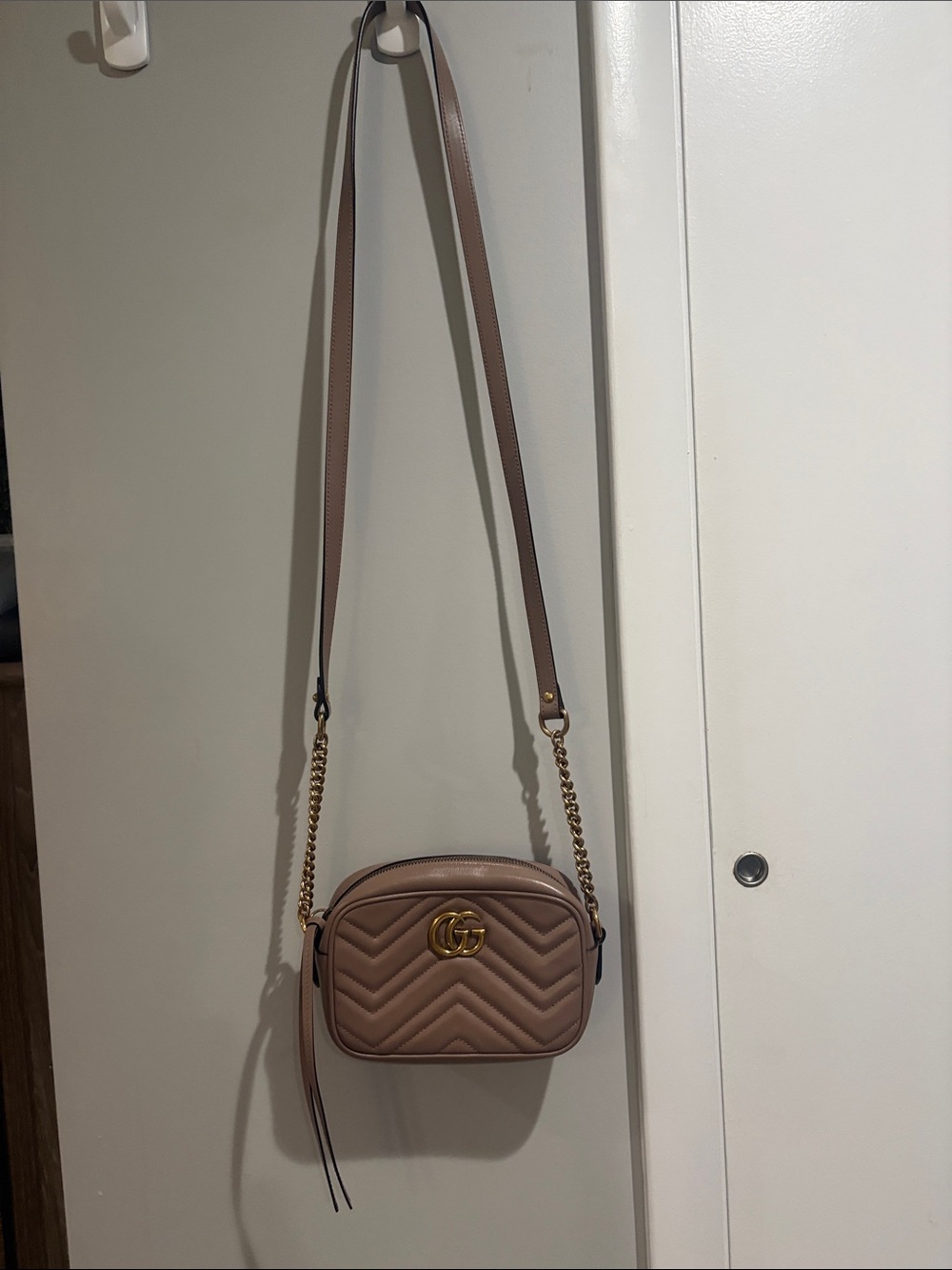 Gucci Beige Quilted Matelassé Crossbody with Gold GG